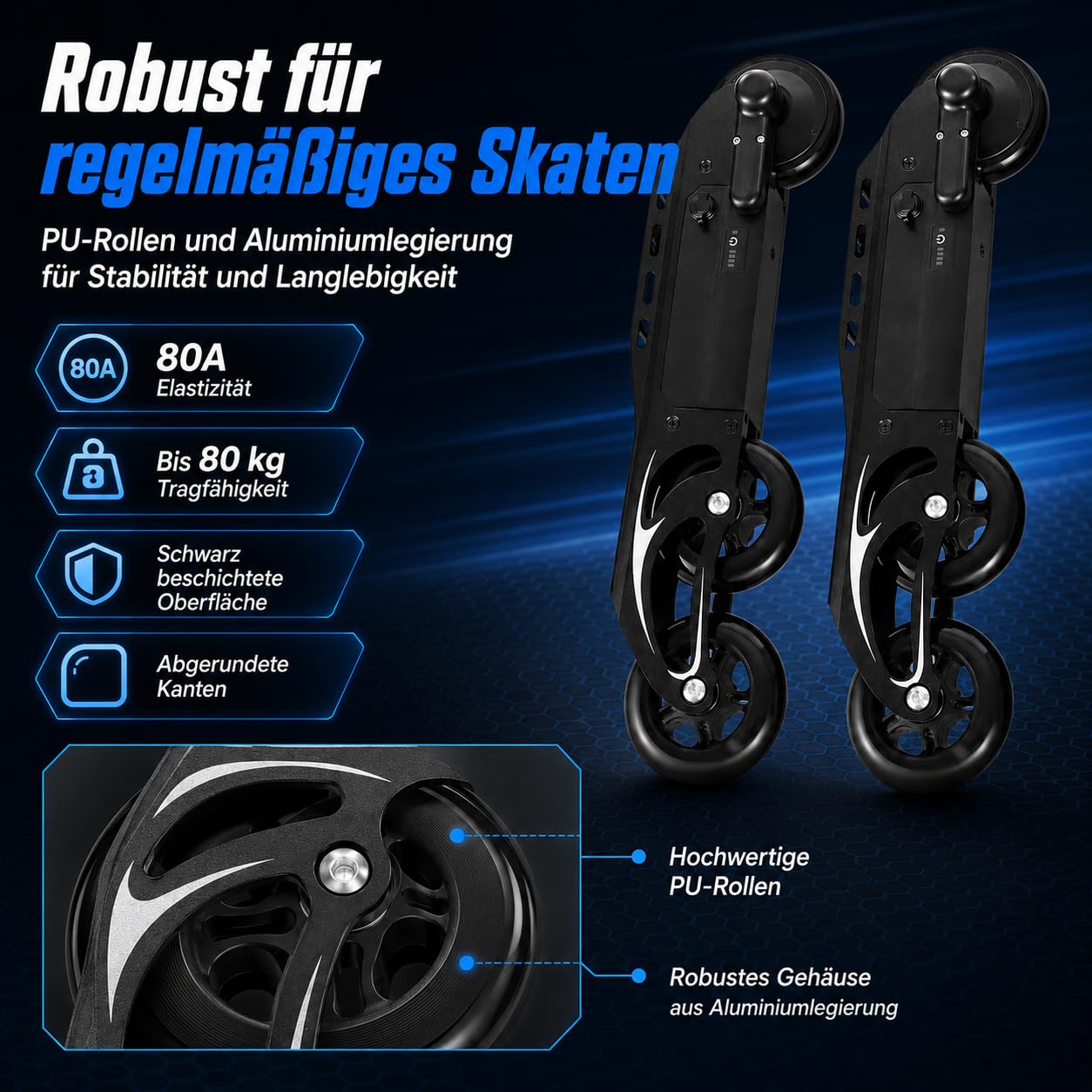 Skate-Räder E-Skateboard-Rad Elektrisch Rollschuh-Rad Mit Fernsteuerung für Schlittschuhe auf dem Markt. Ideal zum Skaten, für Partys, Discos, Tänze und Geburtstage.