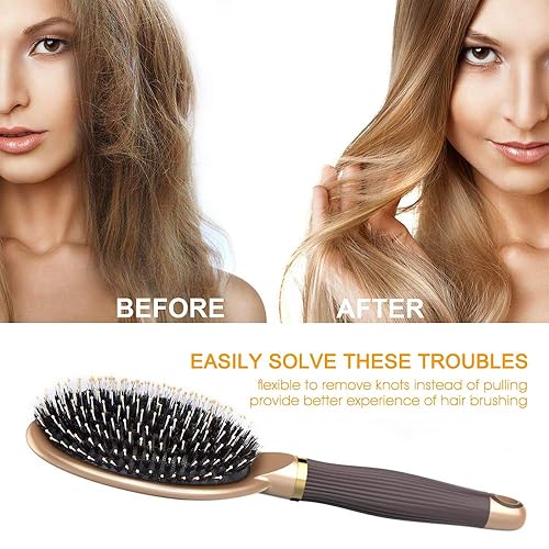 Miniatura 5 de Liphontcta Heetly - Cepillo de cerdas de jabalí de nailon, adecuado para cabello grueso, fino, rizado, recto, largo, corto, húmedo y seco, cepillo