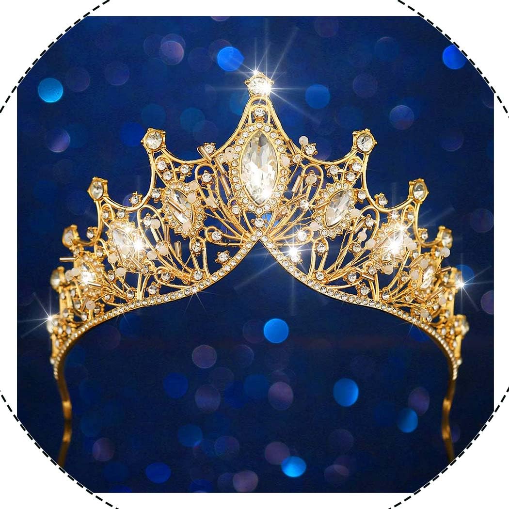 Baroque Crowns and Tiaras Rhinestone Bride Wedding Queen Crown Crystal Tiara for Women, Free size, Glass, rhinestone