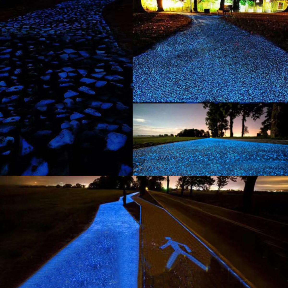 Lot de 6 000 petits graviers lumineux - Pierres fluorescentes pour aquarium - Pierres décoratives en résine - 3-5 mm - 150 g (bleu clair)