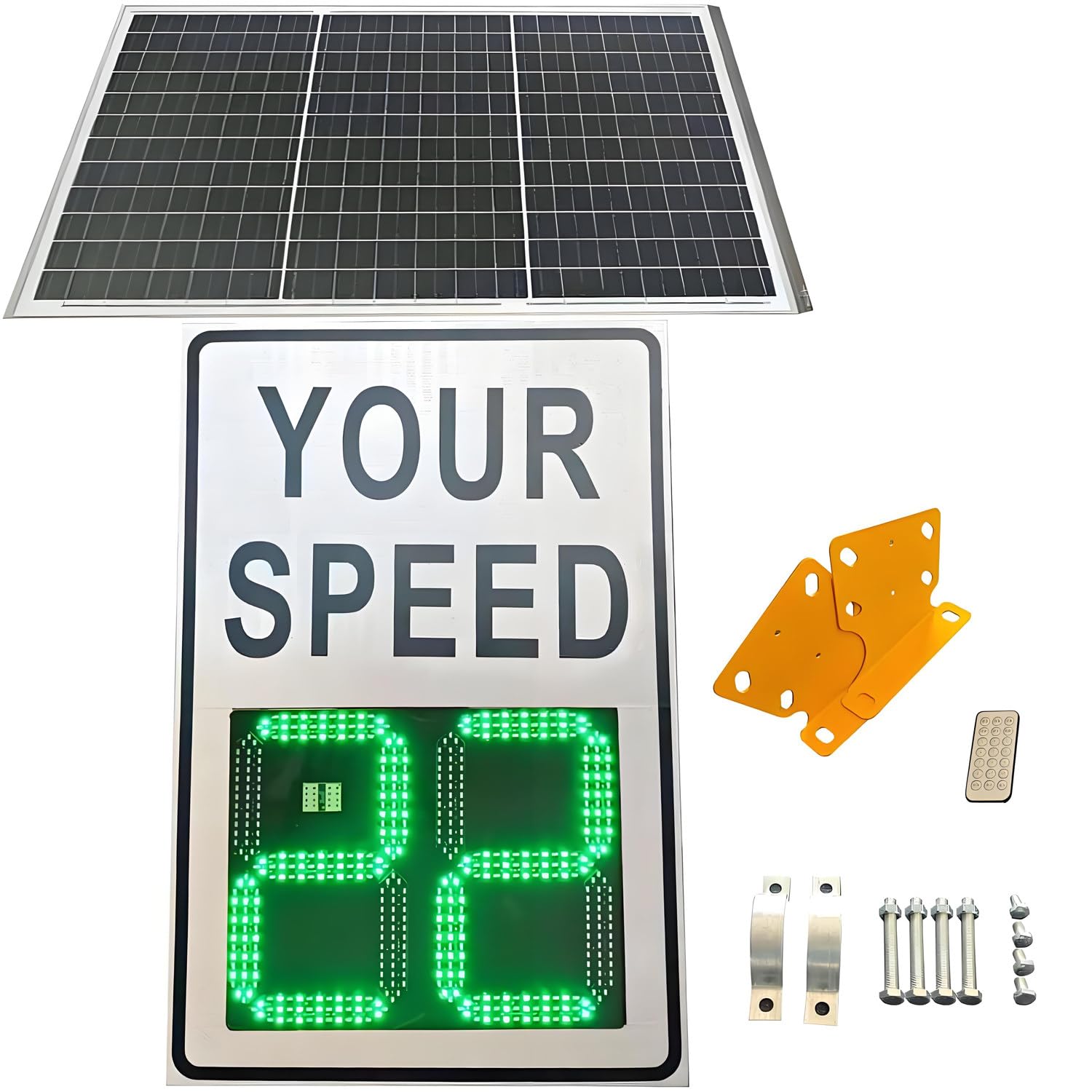 CelyToe Solar Powered Radar Speed Sign,With A Full Set Yellow-20 * 28in