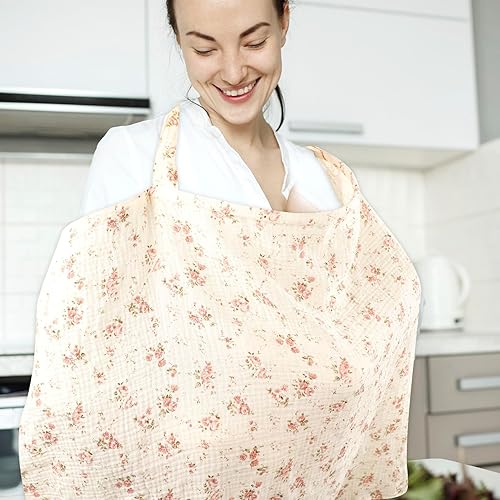 Miniatura 2 de Fundas de lactancia para lactancia, muselina de algodón con aro rígido, fácil de ver, transpirable y suave, cubierta de lactancia multiusos para