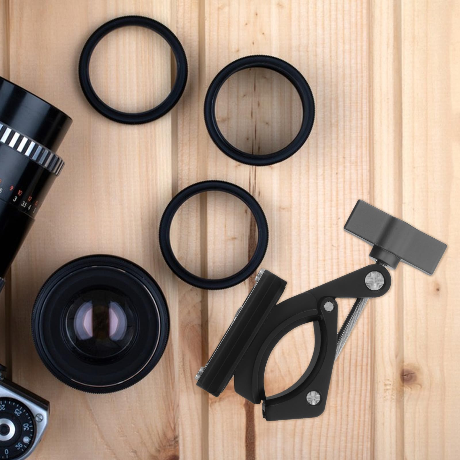 Gatuida Morsetto a C per fotografia - Supporto per morsetto per fotocamera per studio fotografico, videocamere, supporti per luci, aste da scrivania, ganci, ripiani, barre trasversali, nero