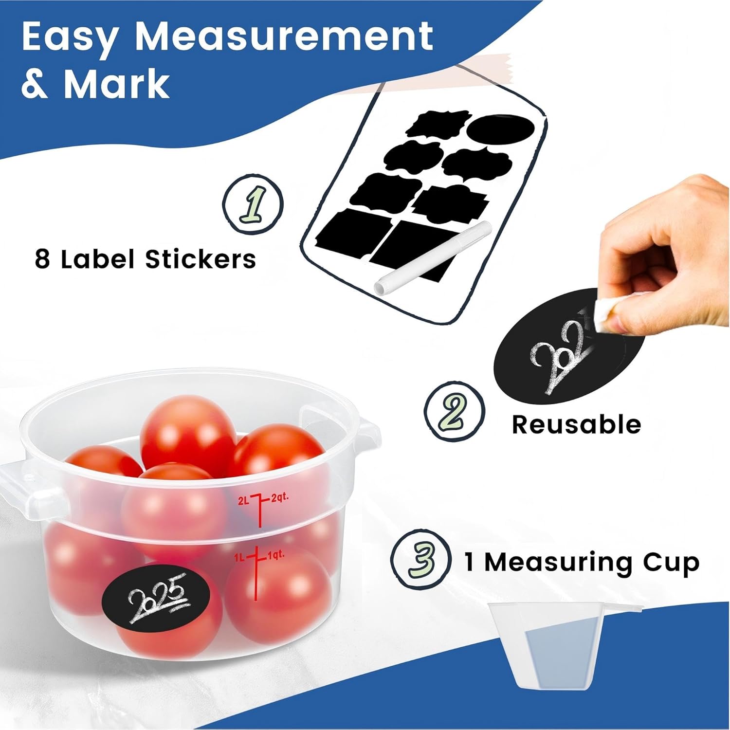 4 Pack 2QT Round Food Storage Containers with Lids, NSF BPA-Free Polypropylene Commercial Food Container