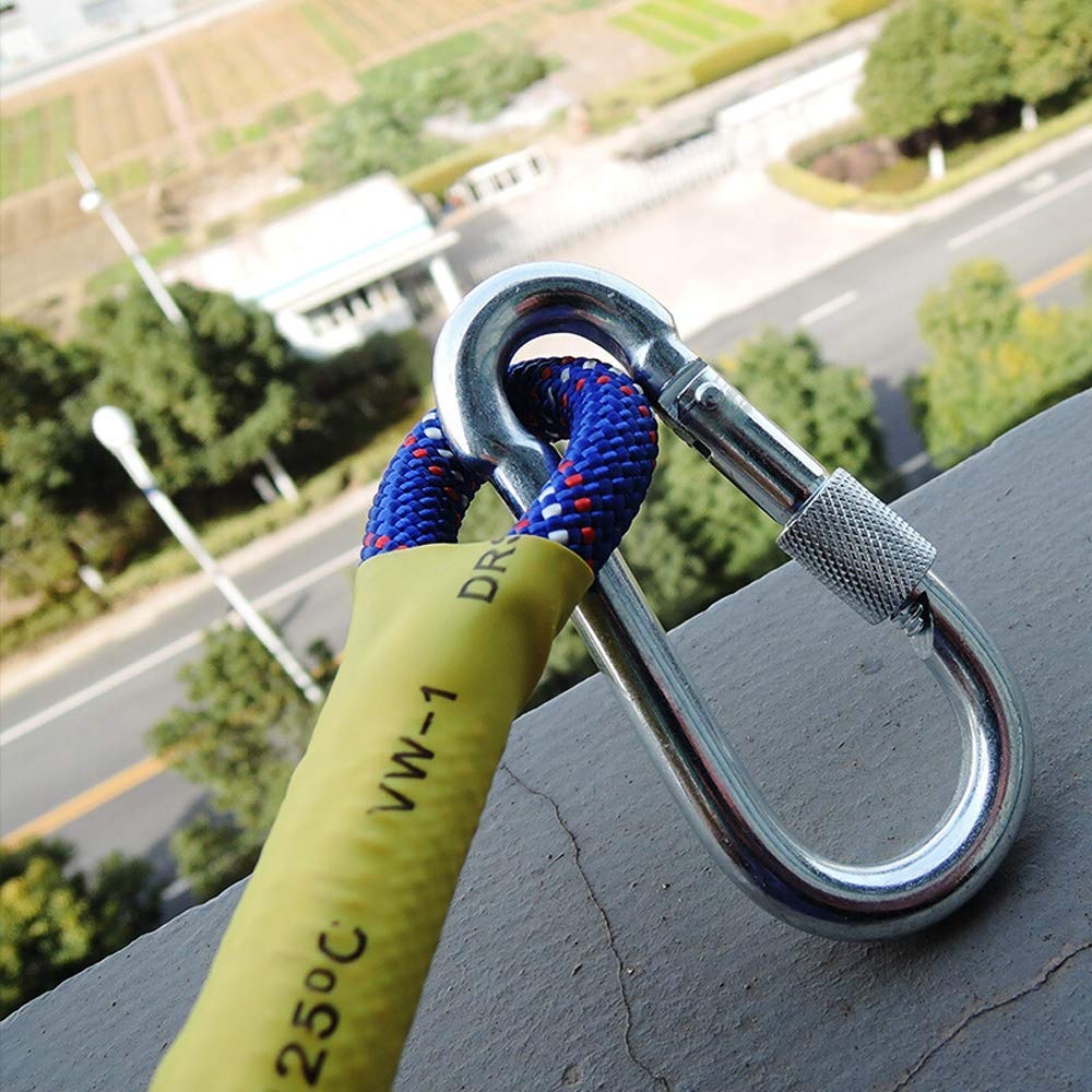 Corde D'escalade Statique Gangying 8mm - 20m Avec 2 Mousquetons Pour Alpinisme, Sauvetage Et Travaux En Hauteur
