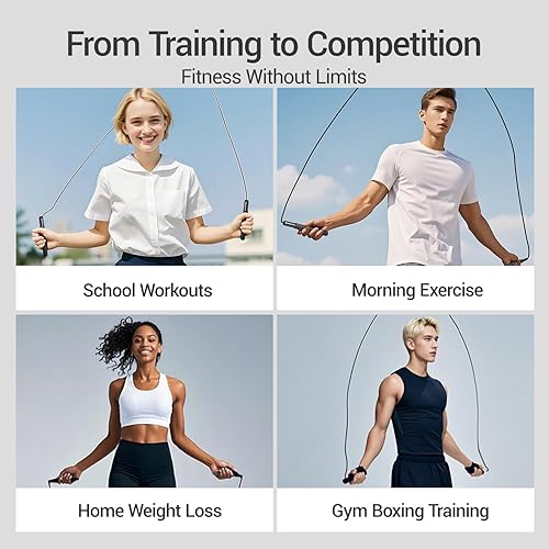 Miniatura 7 de Cuerda de saltar, cable de cuerda de salto de velocidad rápida sin enredos con rodamientos de bolas para mujeres, hombres y niños, cuerda de saltar