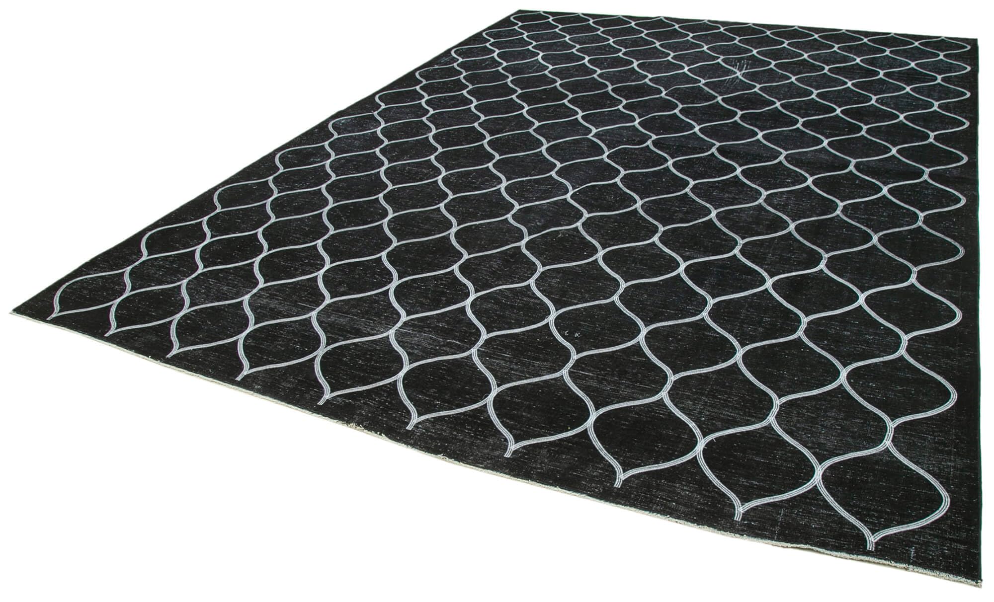 97 x 134 - 293 x 406 Cm Geometric Carpet Black Geometric Bohemian Wool Cotton Handmade Handknotted Vintage