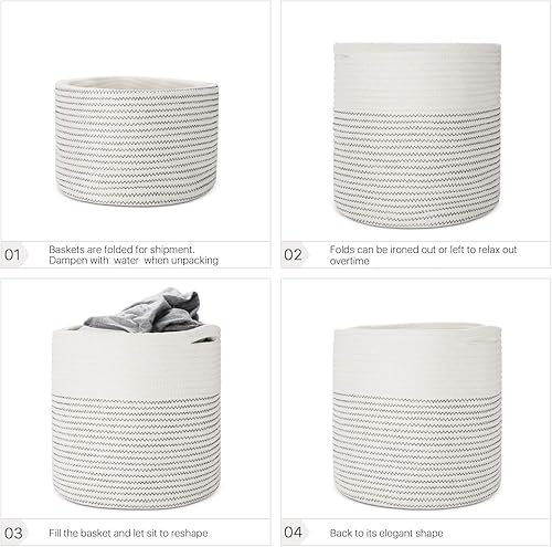Miniatura 6 de Flexzion Cesta para plantas (paquete de 2) canasta moderna de cuerda de algodón urbana y bohemia para interiores (maceta de hasta 11 pulgadas),