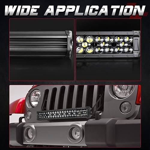 Miniatura 7 de OFFROADTOWN Barra de luz LED de 20 pulgadas de 350 W con arnés de cableado y cubierta negra, luz de conducción todoterreno IP68 impermeable, luz de