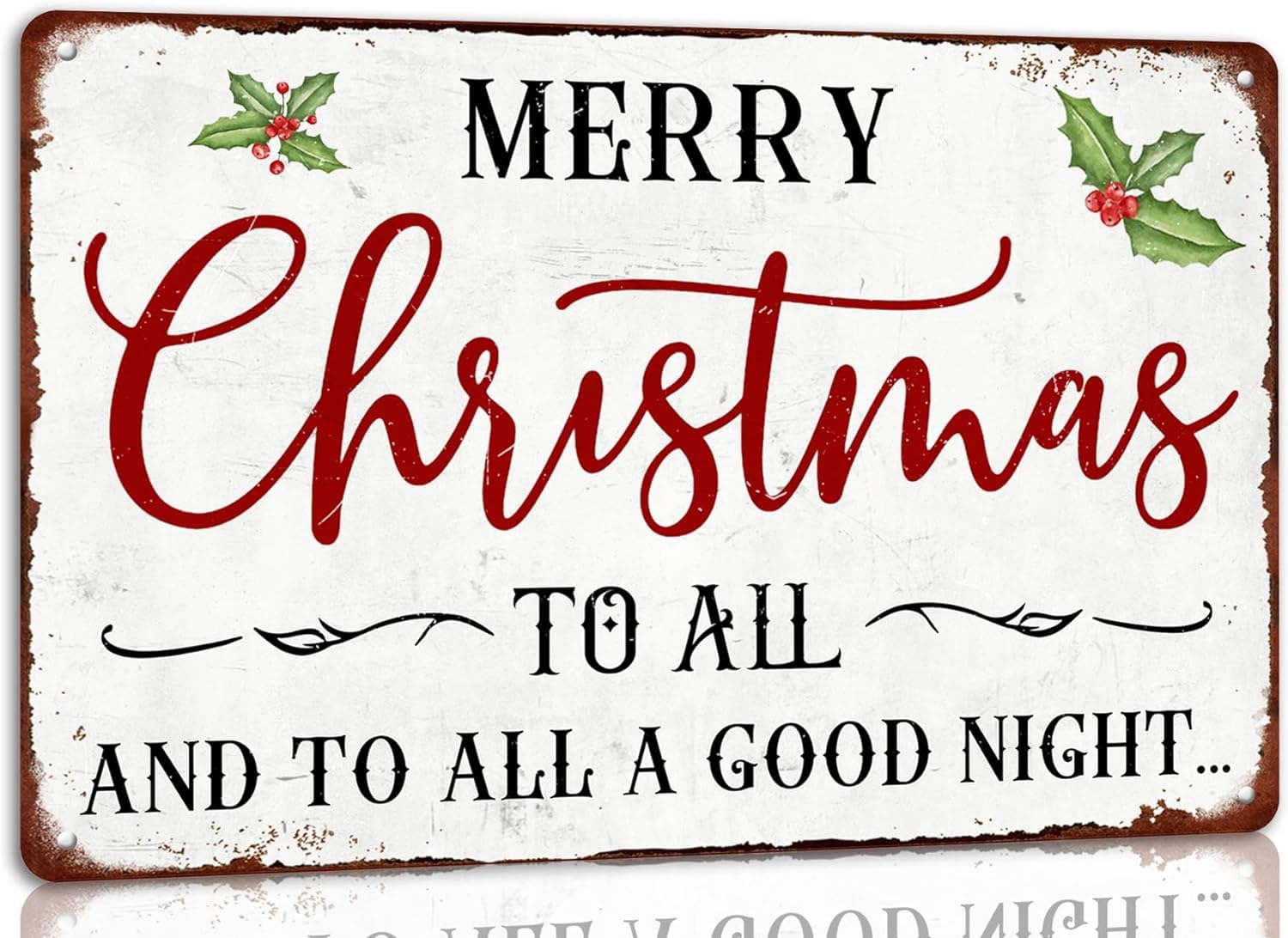 Anceky Merry Christmas to All and All a Good Night Christmas Metal Decor Wall Art for Home Cafe Bar Store Kitchen Farmhouse Winter Retro Wall Decor Plaque 12x16 Inch
