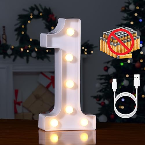 Miniatura 22 de Foaky Número de luz LED decorativo, letrero de número iluminado para luz nocturna, boda, fiesta de cumpleaños, Navidad, hogar, bar, número