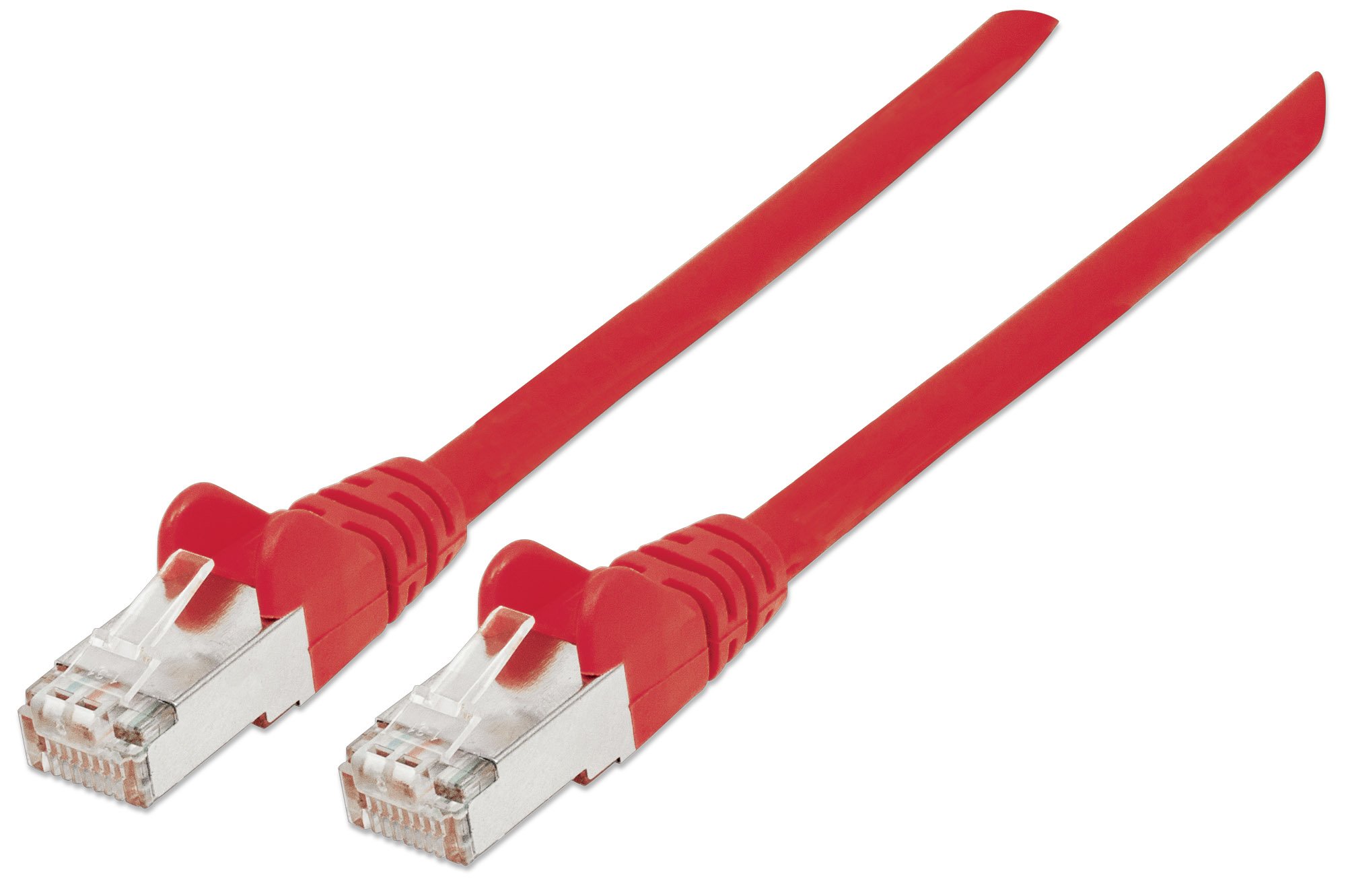 Intellinet Network Patch Cable, Cat6, 0.25m, Red, Copper, S/FTP, LSOH / LSZH, PVC, RJ45, Gold Plated Contacts, Snagless, Booted, Polybag