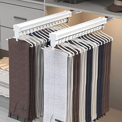 Miniatura 10 de Riel extensible para ropa con pista deslizante, barra de valet extraíble ajustable de 26 a 2.4in, barra de percha para armario, soporte de carga de