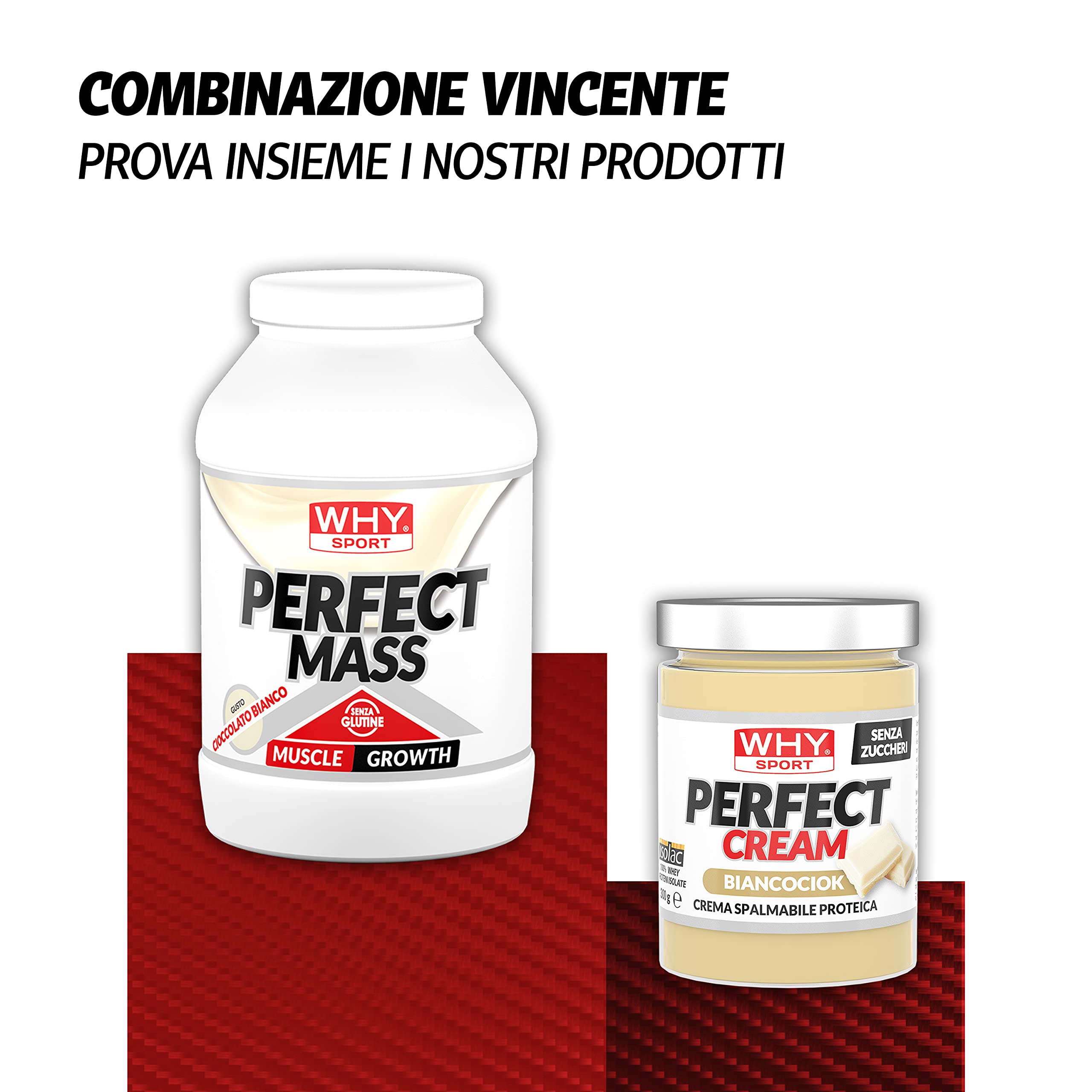 WHY SPORT PERFECT MASS - Proteine Isolate del Siero del Latte - Proteine in Polvere con Vitamine e Minerali per la Massa Muscolare - Gusto Cioccolato Bianco - 1,6 Kg
