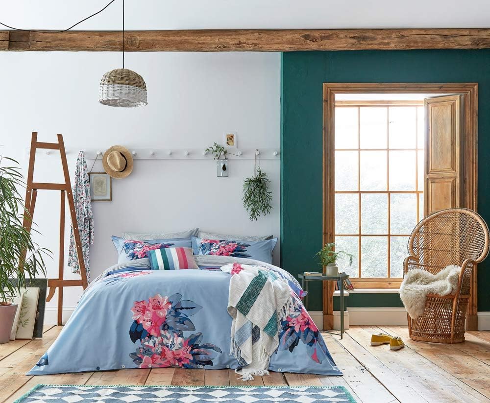 Joules Cornish Floral Cover Set, Pale Blue, Superking Amazon.co.uk