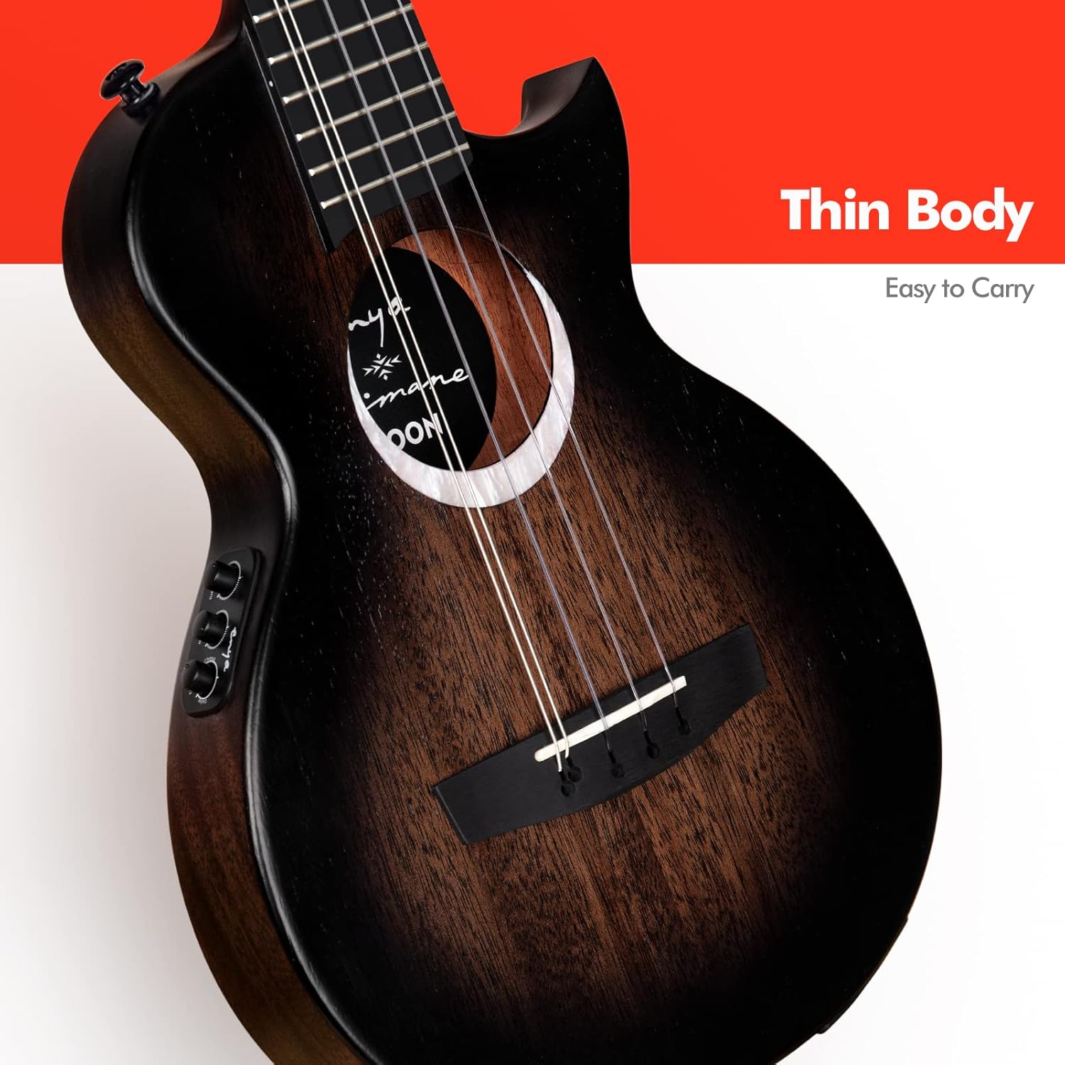 Buy Enya Taimane Moon Signature 5String Tenor Ukulele All Solid Mahogany 26 Black Ukelele with