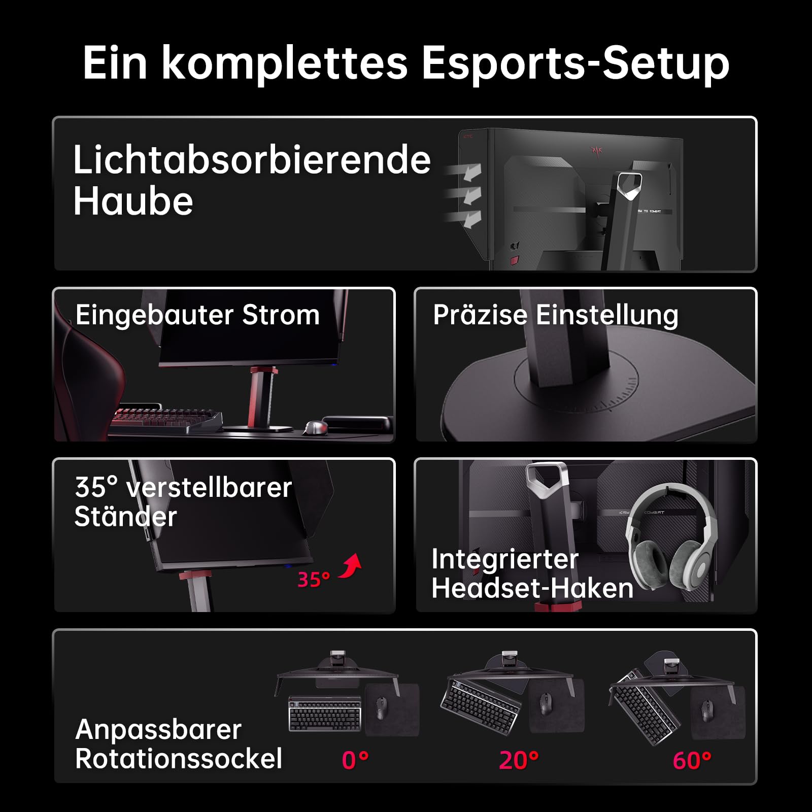 KTC 24,1 Zoll Gaming Monitor, 400Hz, Fast TN Panel, 1ms, FHD, 1000:1 Kontrast, Höhenverstellbarer Standfuß, HDMI & DP, Abnehmbare Blendschutzhaube, Integrierter Kopfhörerhalter, für E-Sports