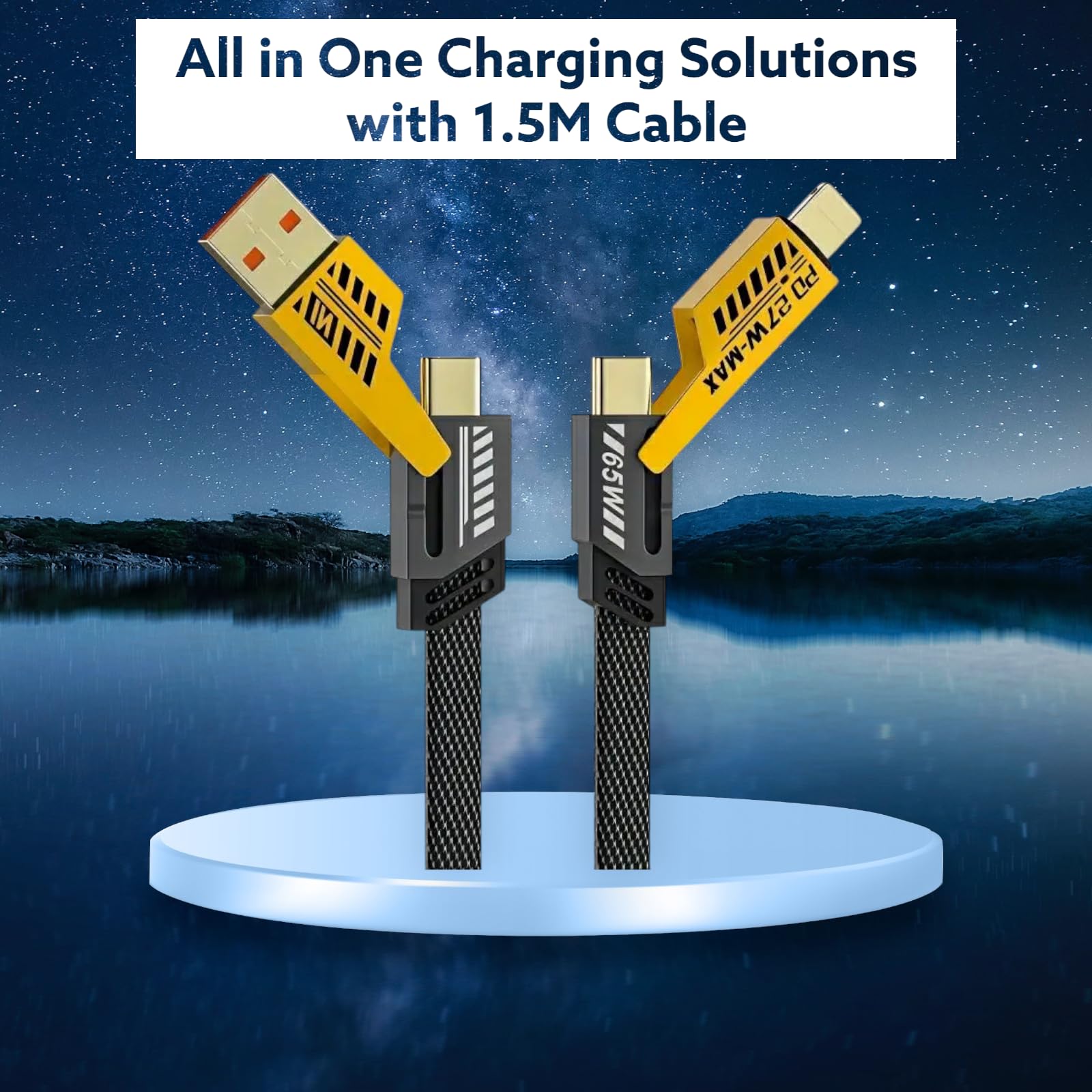 Cavo USB-C a ricarica rapida, 65 W, 1,5 m, cavo intrecciato per laptop, iPhone, iPad, MacBook, dispositivi Samsung