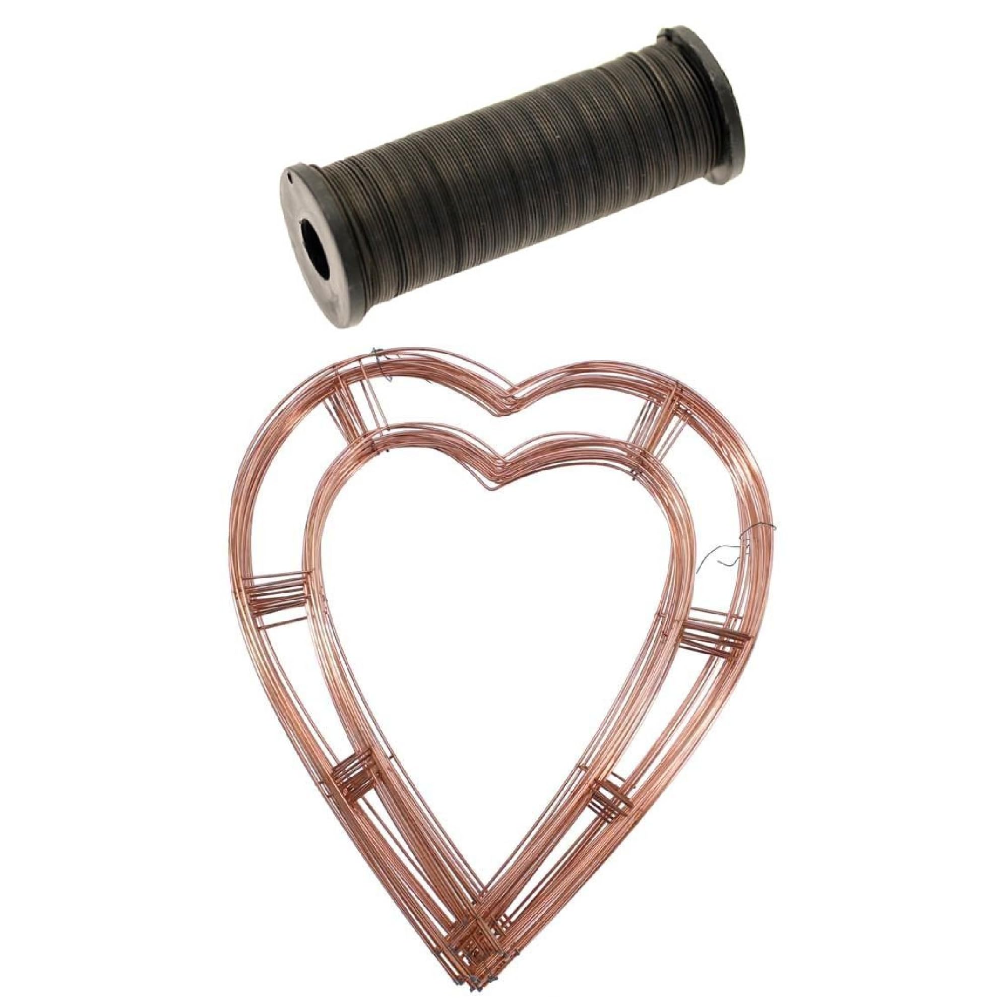 Direct Florist Supplies - 12", 15", 18", 21" Metal Wire Wreath Hearts, Crosses, Chaplets, FREE Binding Wire, Wreath Bases Flat Christmas Xmas Floral Crafts Wreath Making Spring (10, 15" Heart)