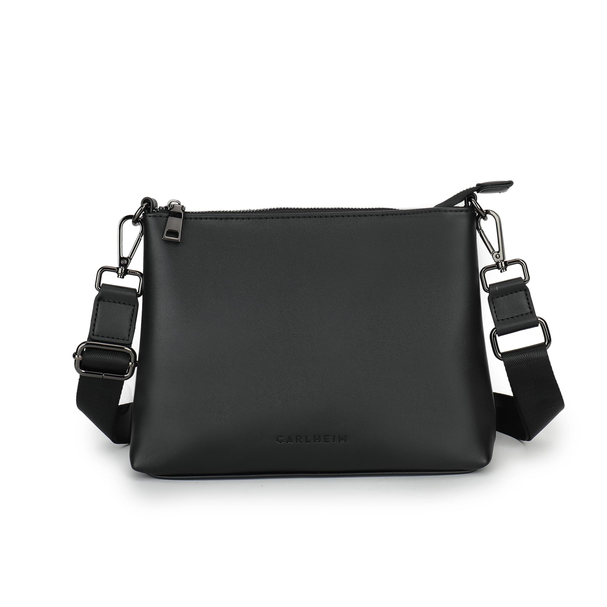 Carlheim Women Crossbody Bag Sara Pu-Leather Premium, Black, Medium