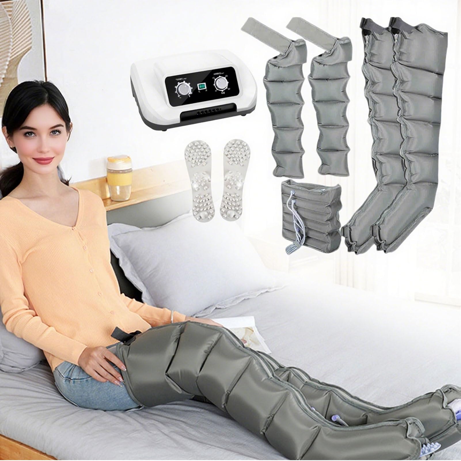 Máquina de drenaje linfático, masajeador eléctrico de compresión de aire, botas de presoterapia, masajeador de drenaje linfático, máquina neumática de presión para piernas para relajar y aliviar