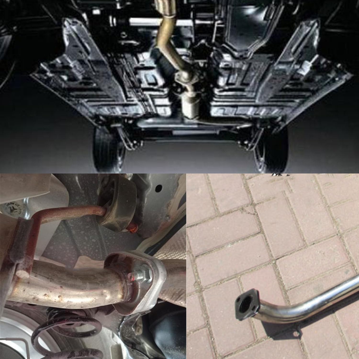 2 PCS 2.5 Inch 2 Bolt Exhaust Flange Connection Kit, Stainless Steel Exhaust Flange and Gasket Set with Bolts and Nuts, Exhaust Flanges with Flange Edge
