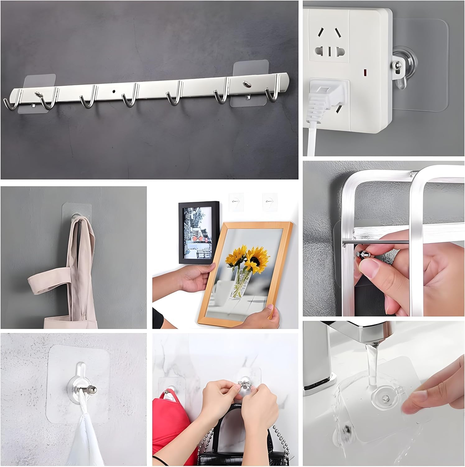 Transparent Wall Hooks - No Drill, Adhesive -8