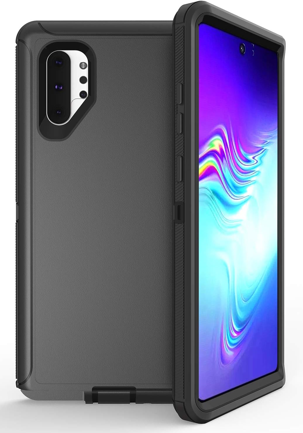 Hapitek for Galaxy Note 10 Plus Case, Heavy Duty Full Body Rugged Case with Screen Protector Shock Drop Dust Proof 3-Layer Protection Protective Case Cover for Samsung Galaxy Note 10 Plus (Black)