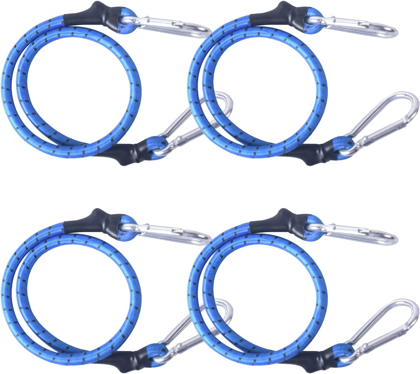 SUGMHCIM Bungee Cord with Carabiner Hook 4 Pack 30" Superior Rubber