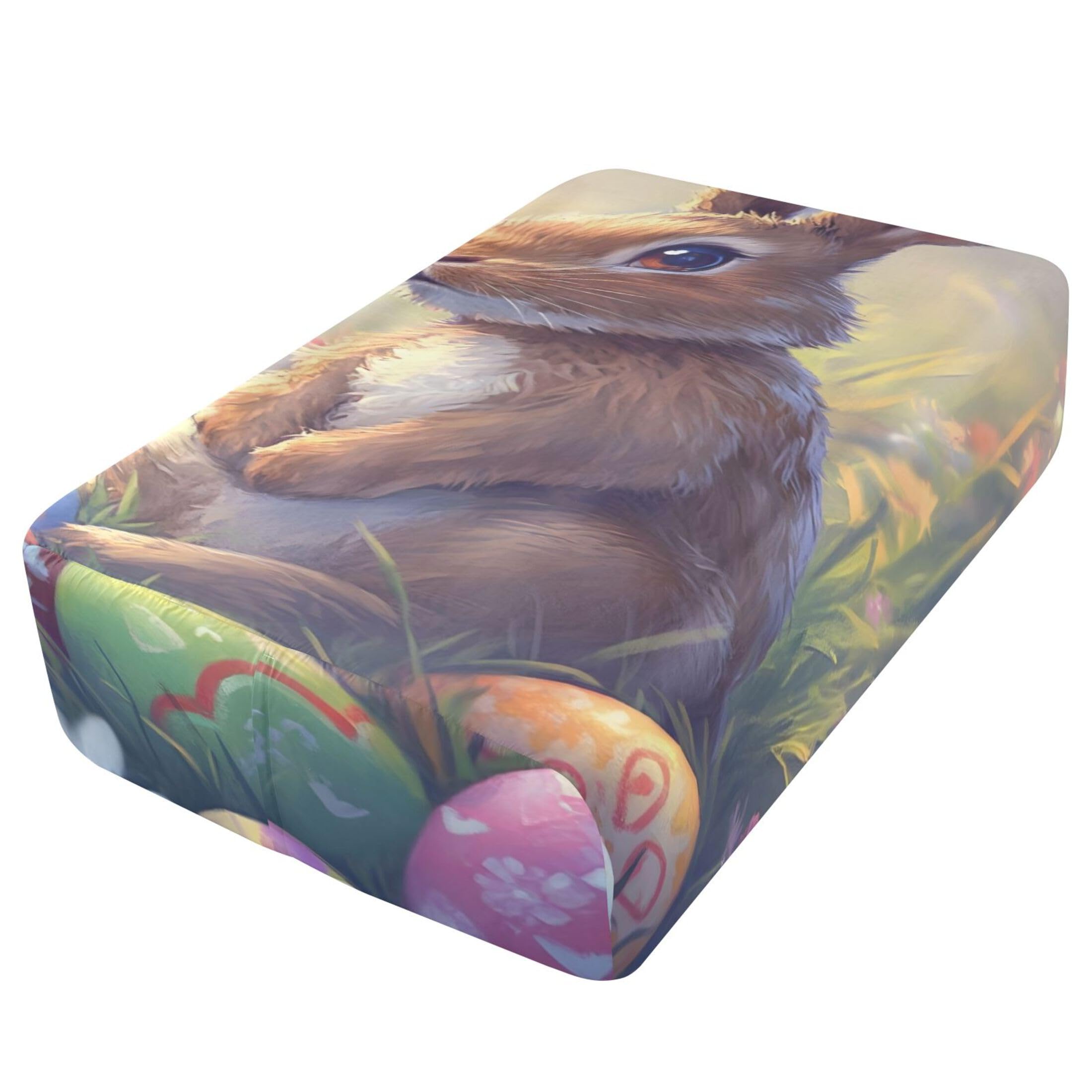 Sábana bajera ajustable de tamaño individual con diseño de conejo marrón para colchón de aire, bolsillo extra profundo de 24 pulgadas, funda suave y transpirable con apertura de válvula de