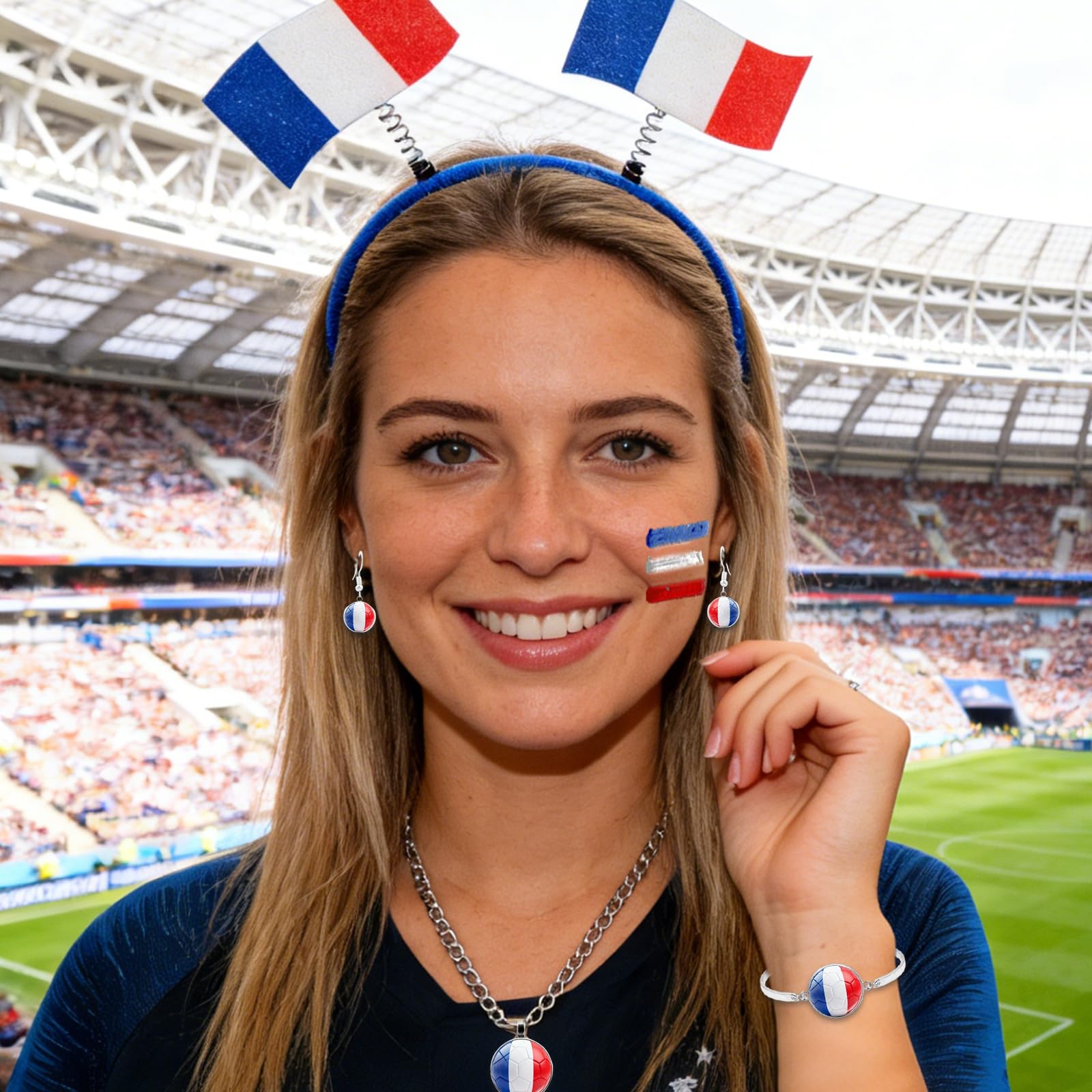 Kit Supporter Coupe du Monde 2026 France – Bandeau Drapeau Collier Fête Sportif
