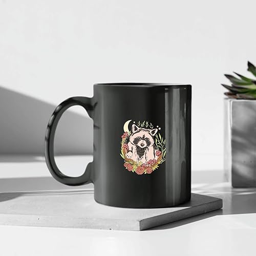 Miniatura 4 de Nature Inspired Floral Gifts for Raccoon Lovers 11oz 15oz Black Coffee Mug