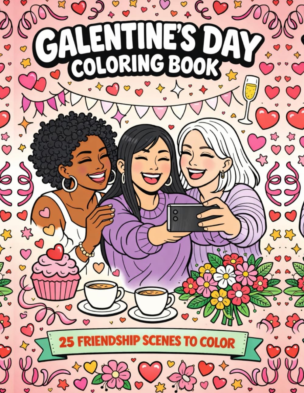 Galentine’s Day Coloring Book for Friends: Brunch, Selfies, Spa Nights, Coffee Dates & Girls’ Night Fun