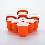 Restaurantware 8 Ounce Double Wall Disposable Coffee Cups, 25 Insulated Orange Paper Tumblers with Ripple Wall Design, Lids Sold Separately for Hot Drinks like Tea, Hot Chocolate, and More