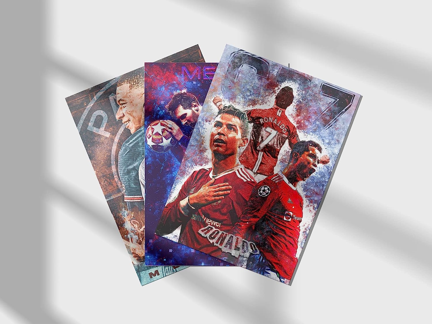Famosa superstar di calcio Ronaldo, Messi e Neymar, Mbappe, decorazione da parete, regalo per tifosi di calcio, ufficio a casa