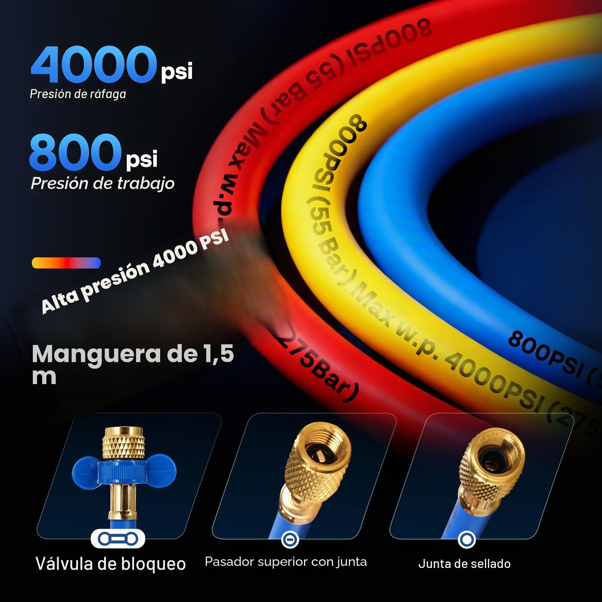 VIVOHOME 1/3 HP 4,5 CFM - Bomba de vacío y juego de manómetros AC