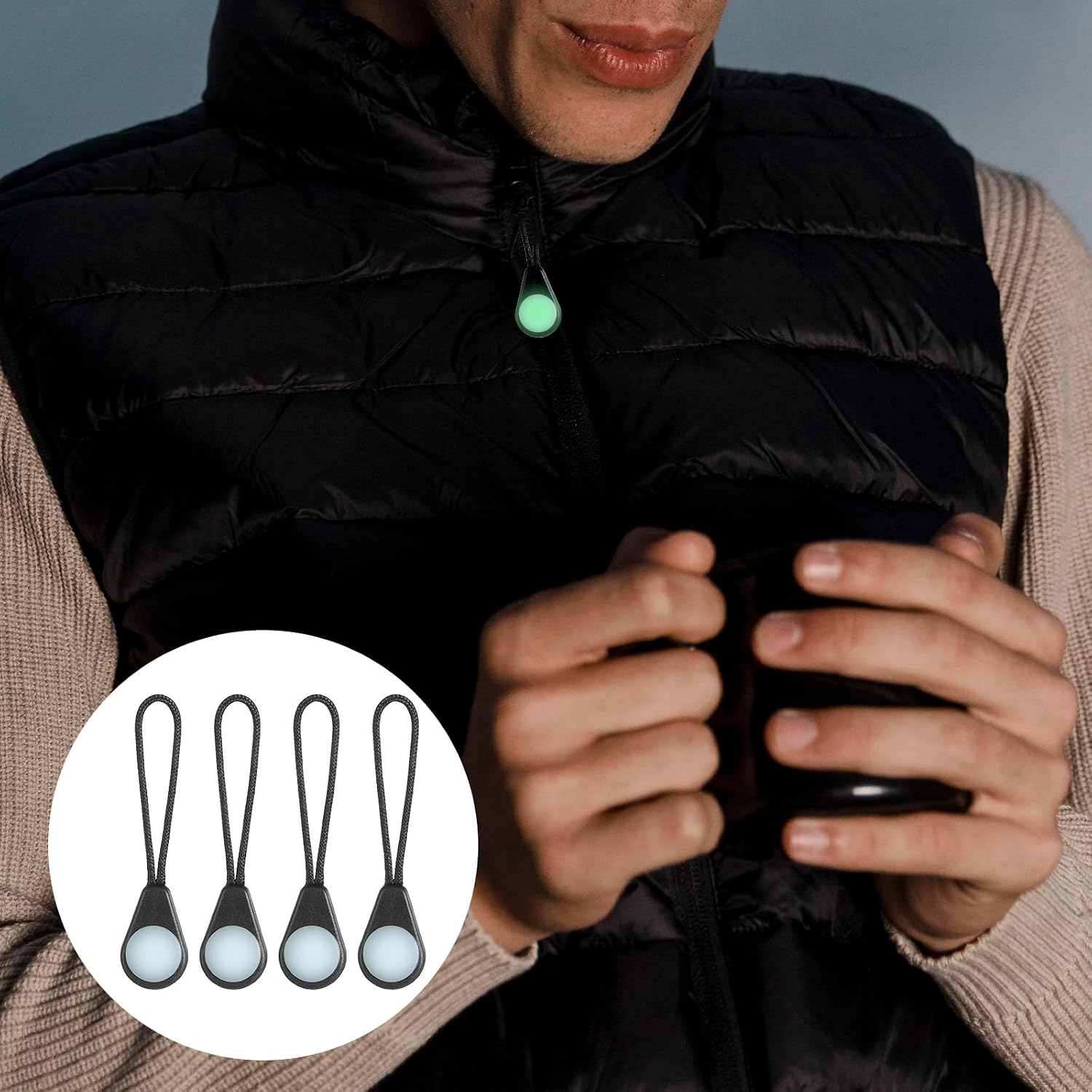 20 Pcs Self Luminous Backpack Zipper Pulls, Glow in the Dark Zipper Pulls Luggage Zippers Pull Head for Outdoor Mountaineering Camping Jackets Handbags
