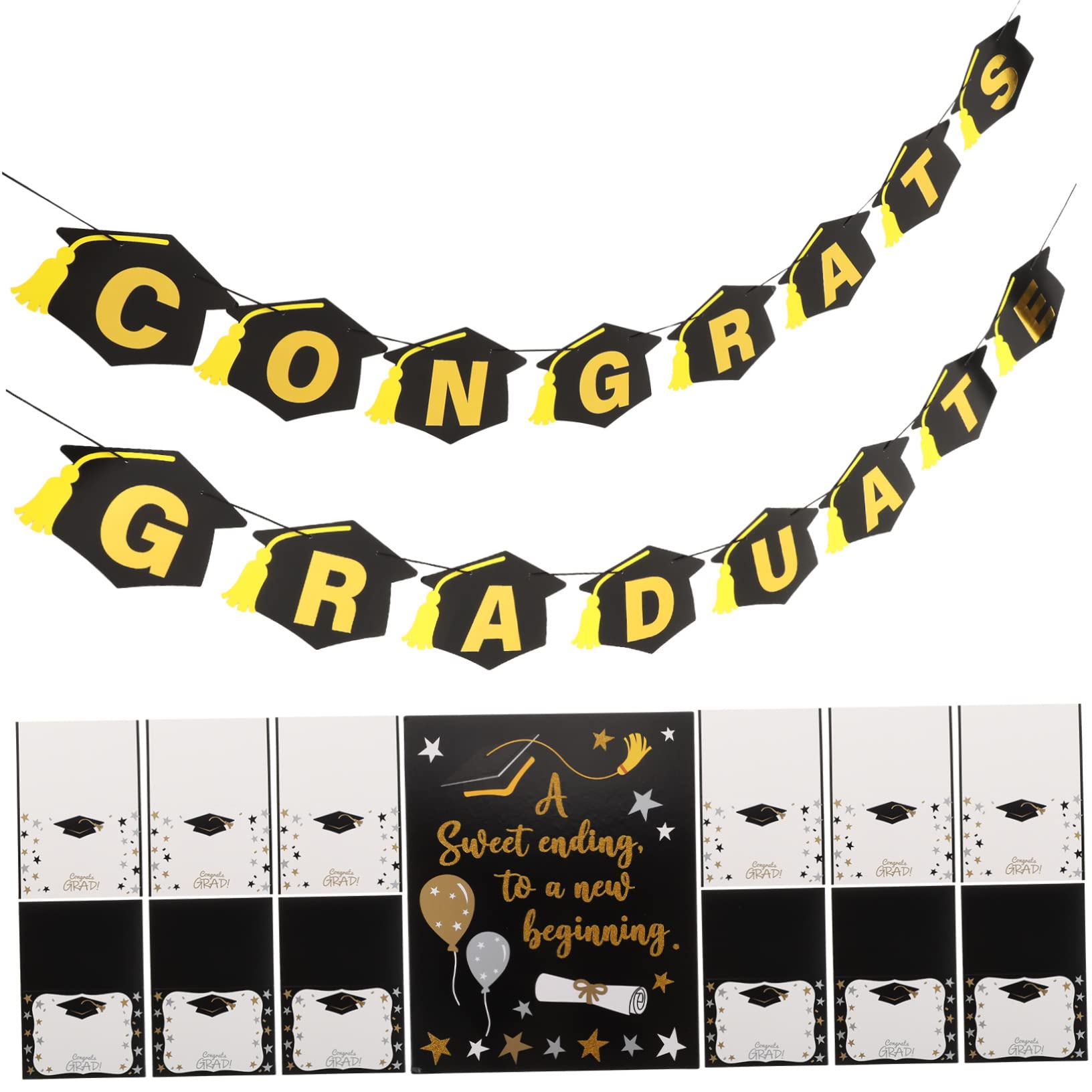 Amosfun 4 Juegos de graduación fiesta decoraciones favores Pararse Graduation adornos de pared decoración pared pancartas de fondo suministros de decoración de graduación Papel