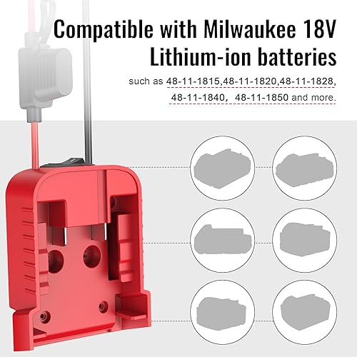 Miniatura 8 de Paquete de 1 adaptador de ruedas eléctricas para Milwaukee M18 Adaptador de batería Power Wheels Kit de convertidor de batería con fusible,