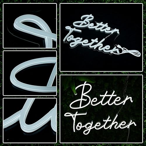 Miniatura 6 de Better Together - Letreros de neón, luces LED de neón blancas frías alimentadas por USB, letreros para decoración de pared, boda, fiesta de