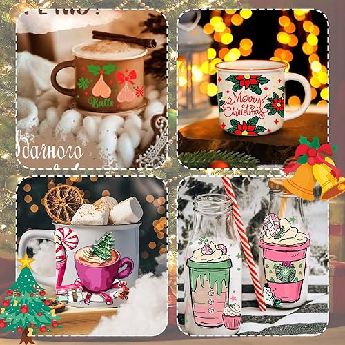 Miniatura 3 de Uv Dtf Cup Wrap, 10 hojas de calcomanías de Navidad para tazas de vidrio UV Dtf frotar en transferencias para manualidades, vintage, Uv Dtf,