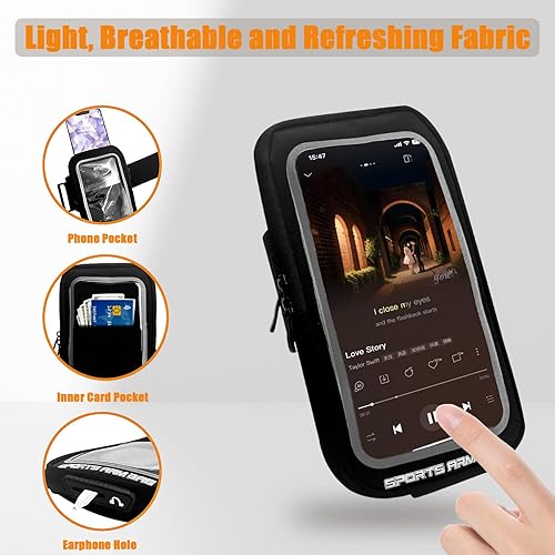 Miniatura 4 de YUNYILAN Brazalete de teléfono, soporte para correr, banda deportiva para antebrazo para iPhone 16, 15 Pro, 14 Plus, 13, 11, XR, XS, Galaxy S24,