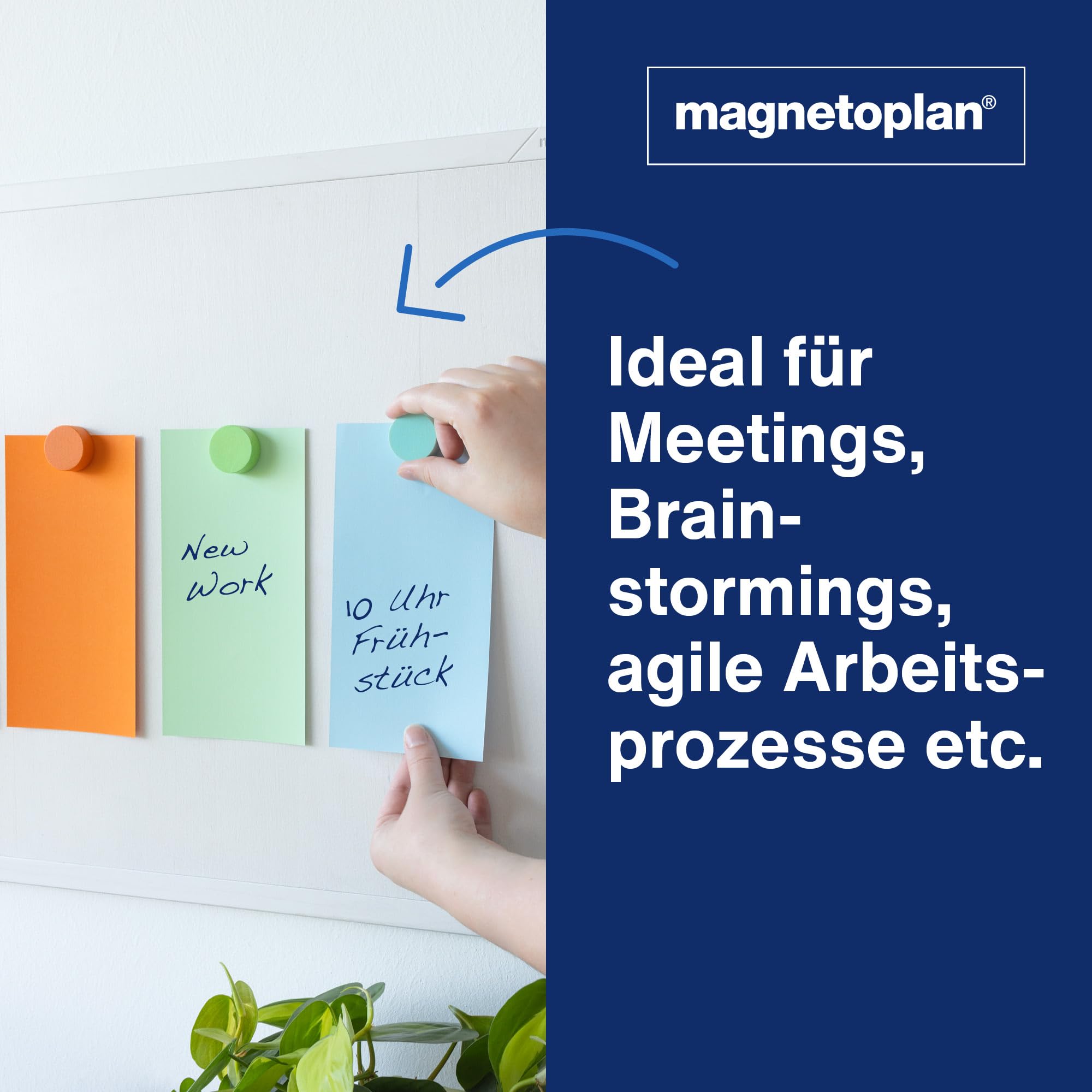 magnetoplan Moderationskarten, rechteckig | BxH 200x100 mm | 500 Stück | Kommunikationskarten in blau | Für Meetings und Präsentationen | FSC-zertifiziert