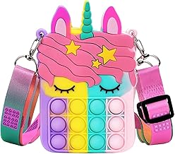 Magicwand Silicon Big Size Unicorn Pop-It Sling Bag Pouch for Stationery Storage for Girls【Multicolored】【Pack of 1 Sling Bag】