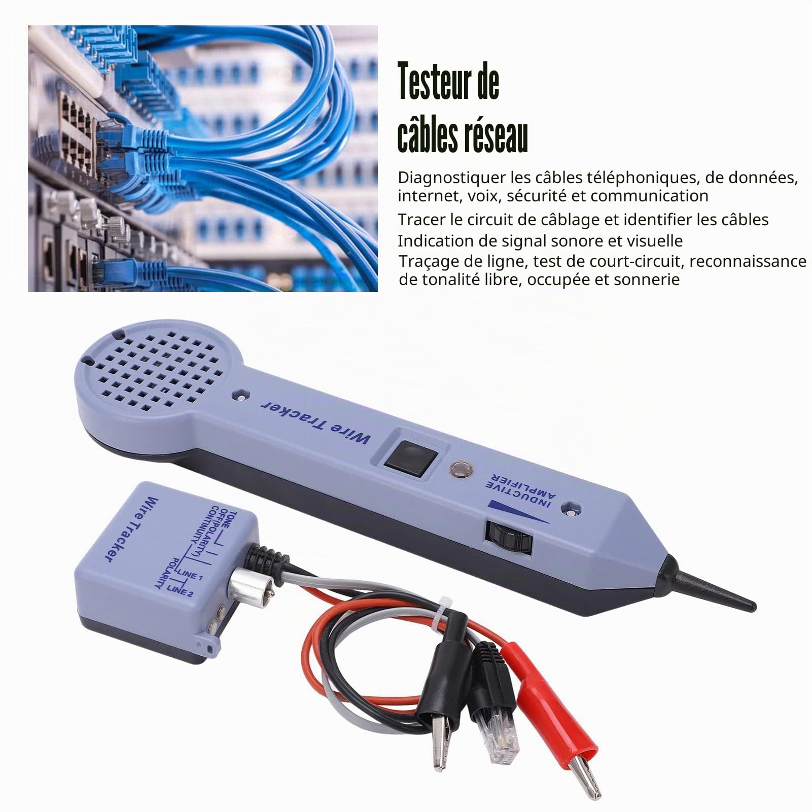 Kit de Test de Circuit 200EP avec Détecteur de Toner pour Câble, Amplificateur à Induction Réglable et Fonctions Supplémentaires de Test et Détection
