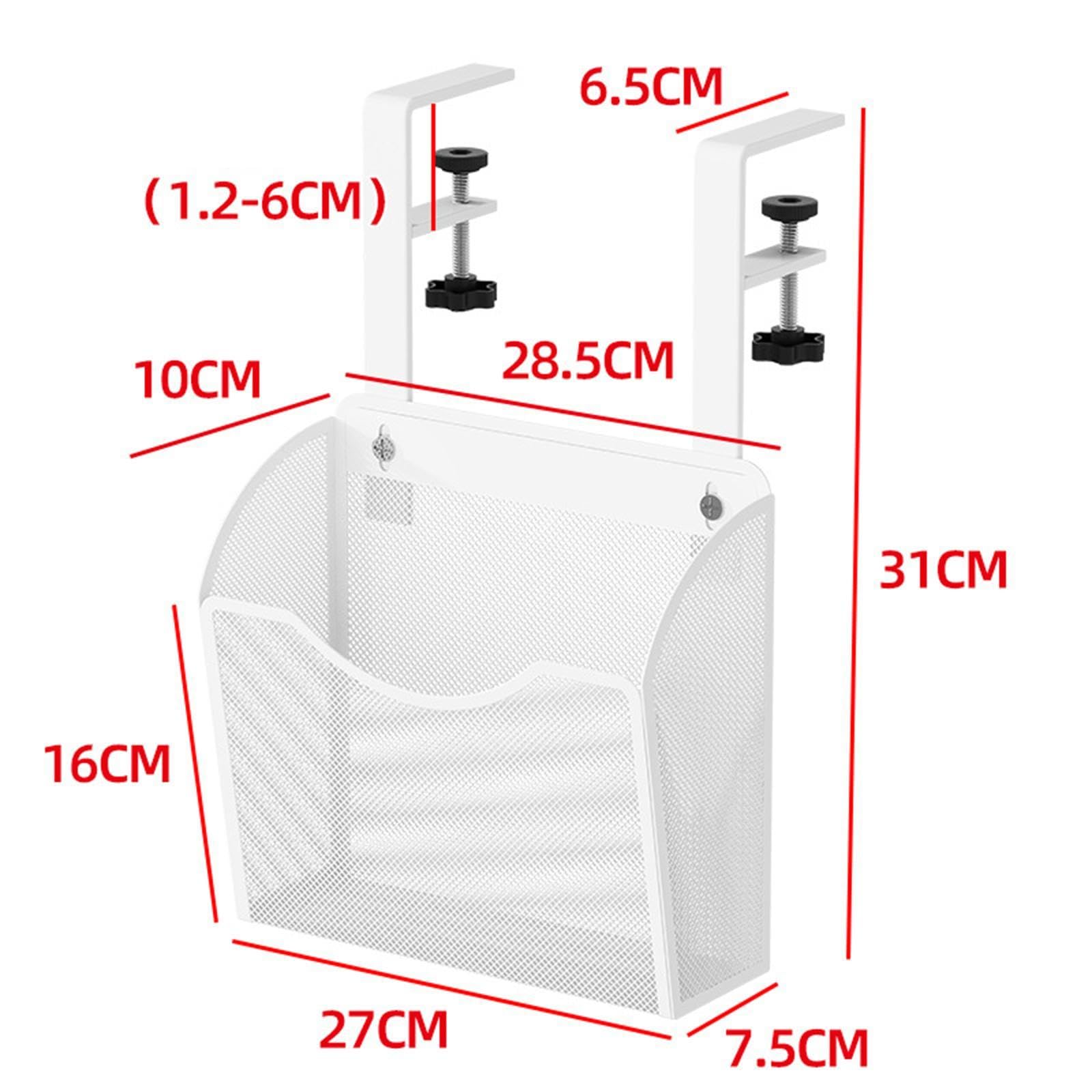 Qianly Soporte de Almacenamiento para debajo de La Mesa, Organizador Colgante de Escritorio, Organizador de con Abrazadera para Escritorio, Organi, Blanco