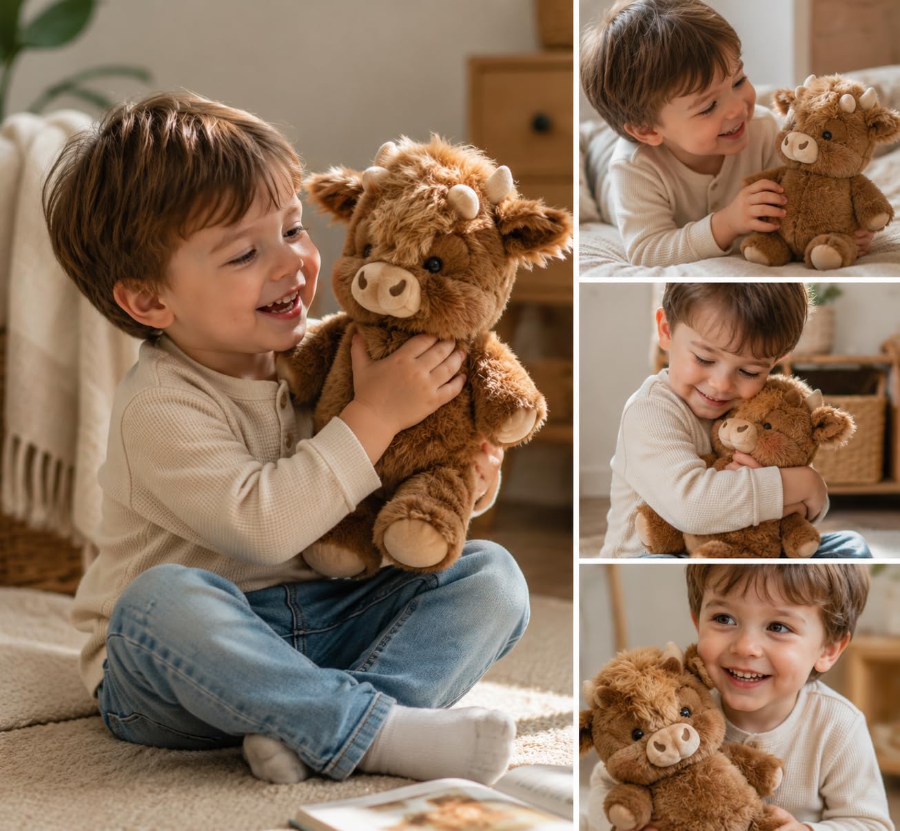 Moomoo Plüschtier, 45/60cm Das laufende Plüsch-Kälbchen, Zum Kuscheln und Spielen Geeignet, um Stress Abzubauen, Laufende Kuh – Kuscheltier Als Geschenk für Jungen und Mädchen (Schwarzer Panda,45cm)