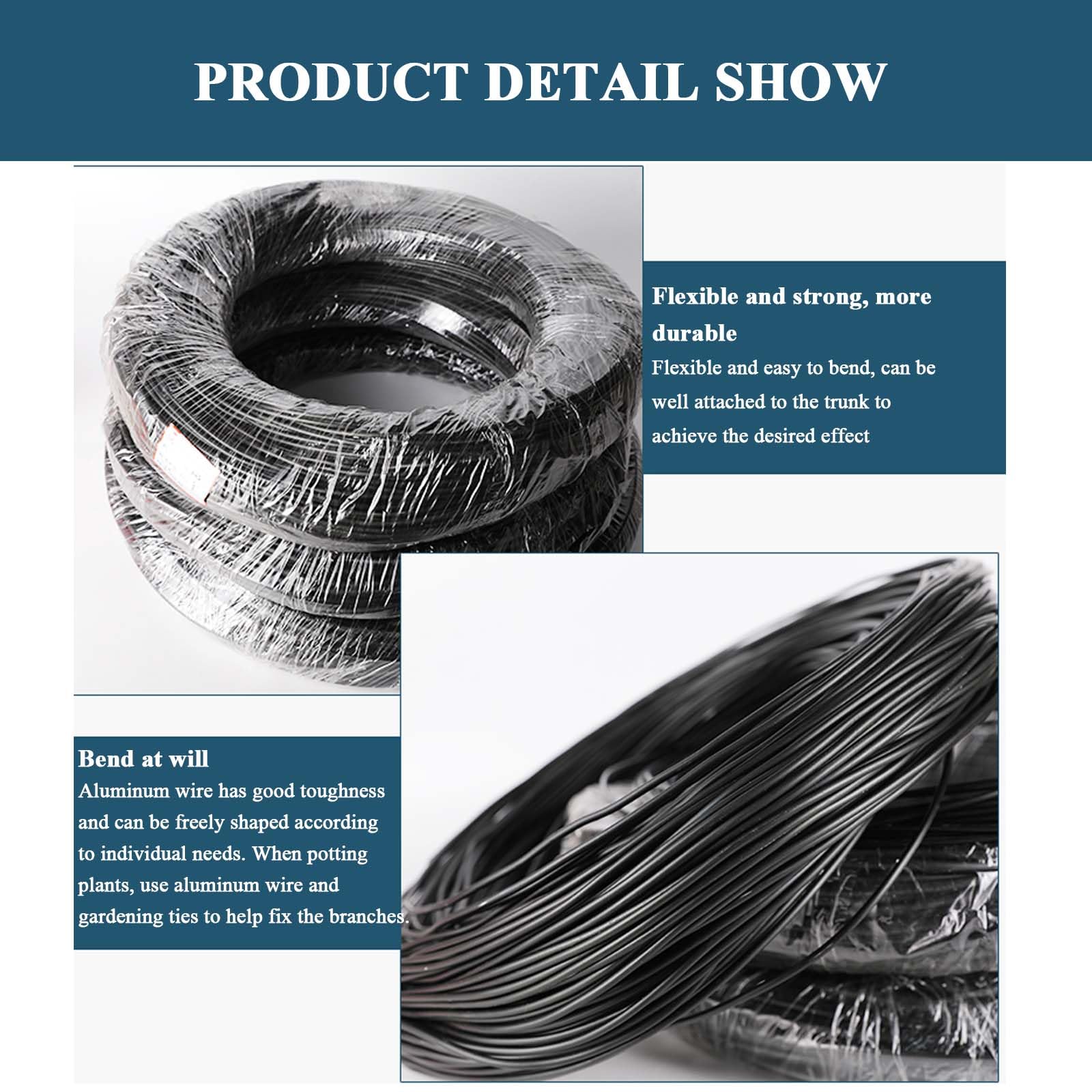 WSYCWG Black Bonsai Training Wire, Aluminium Plant Training Wire Diameter 4-6Mm Suitable for Garden, Landscape, Planting,Diameter 4mm