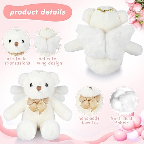 Miniatura 4 de HyDren Animal de peluche de oso de ángel con alas, muñecas de oso blanco para niños y niñas, regalo de cumpleaños (peluche, clásico)