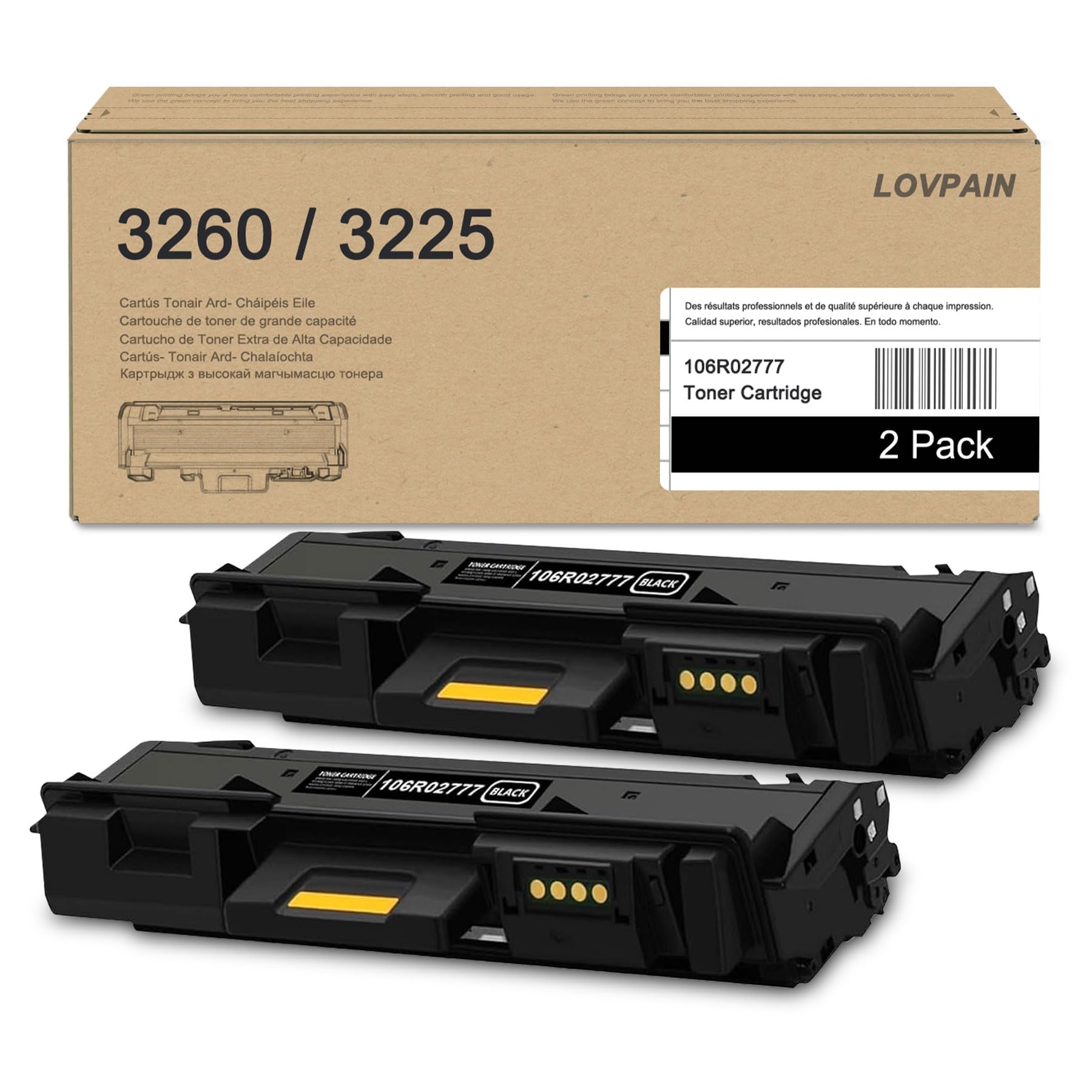 Phaser 3260 Workcentre 3225 Black High Capacity 106R02777 Toner Cartridge (3,500 Pages): 2 Pack Compatible 106R02777 Toner Replacement for Xerox